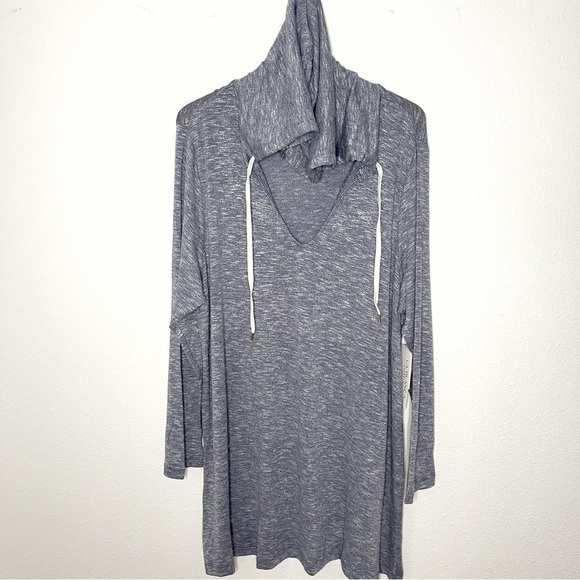 LA BLANCA Indigo Beach Sweater Hoodie swimsuit cover up gray plus size 2X NWT - Picture 8 of 10